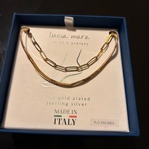 18 Kt Gold Plated Sterling Silver , Set of 2 Anklets. $15